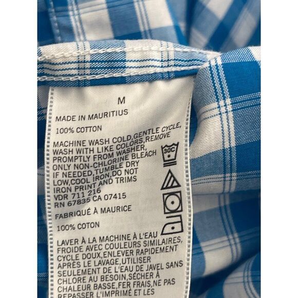 Nautica Men Blue/White Short Sleeve Checkered Button-Down Shirt Size M - Picture 10 of 10